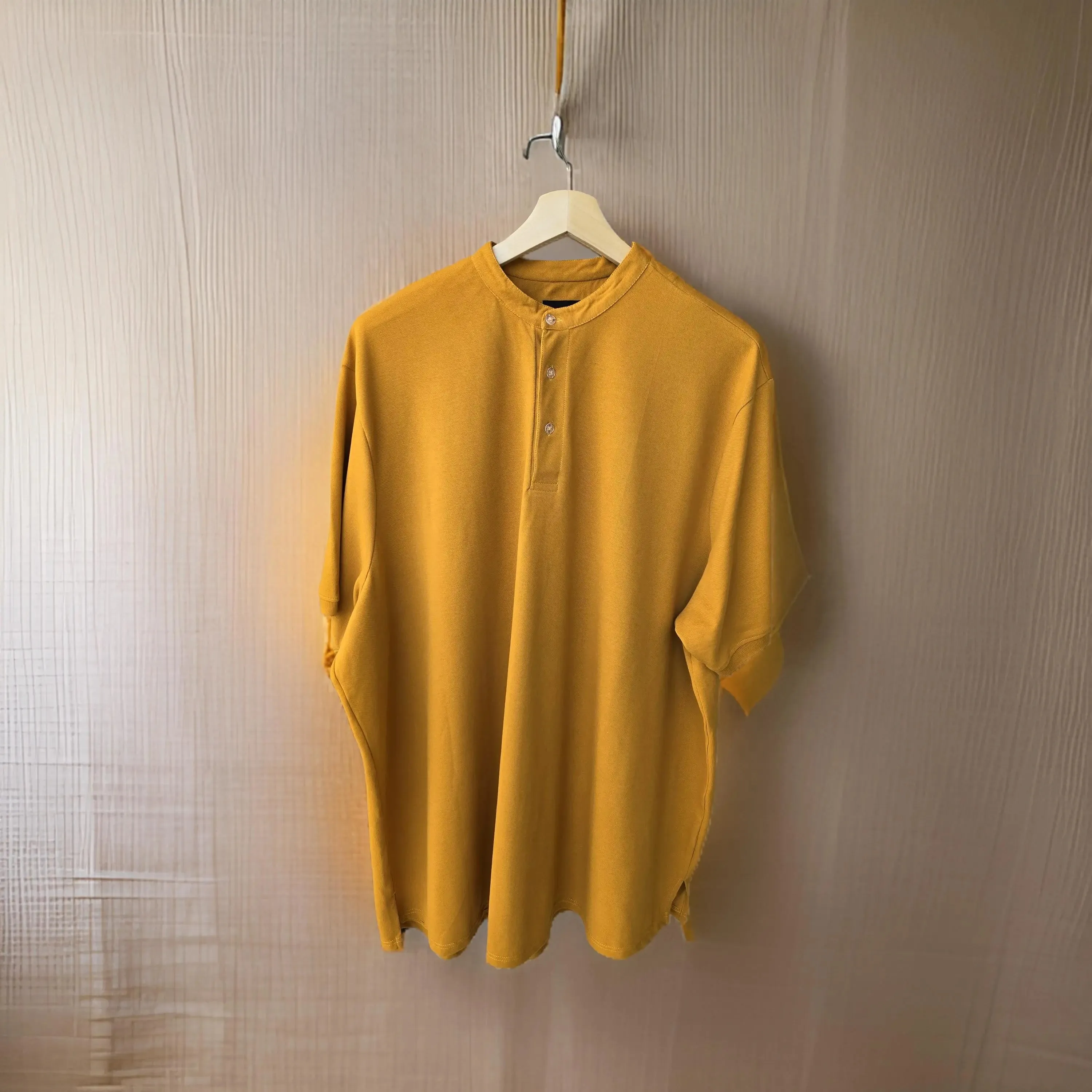 Mustard Yellow Mandarin Tshirt (Cotton Blend)