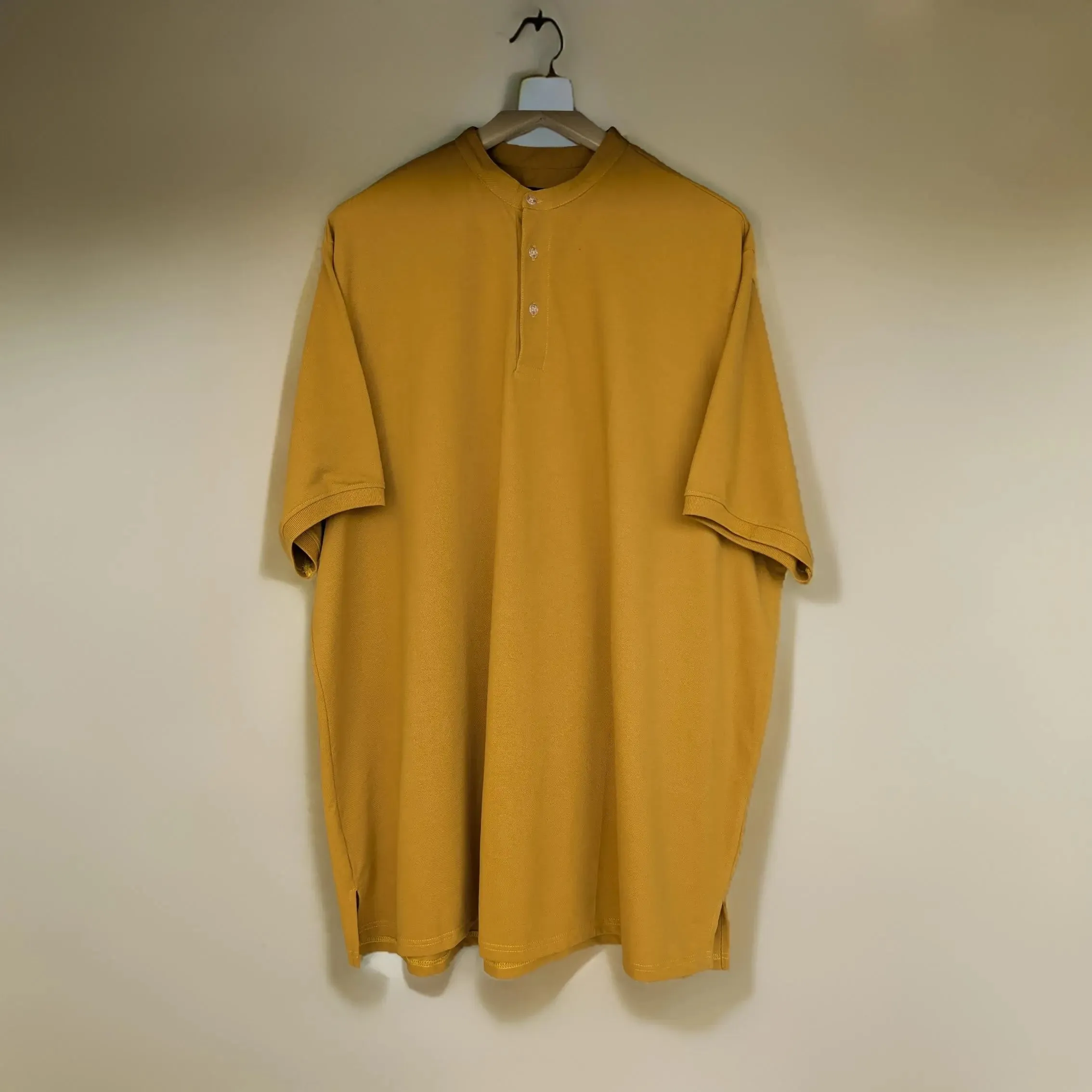 Mustard Yellow Mandarin Tshirt (Cotton Blend)