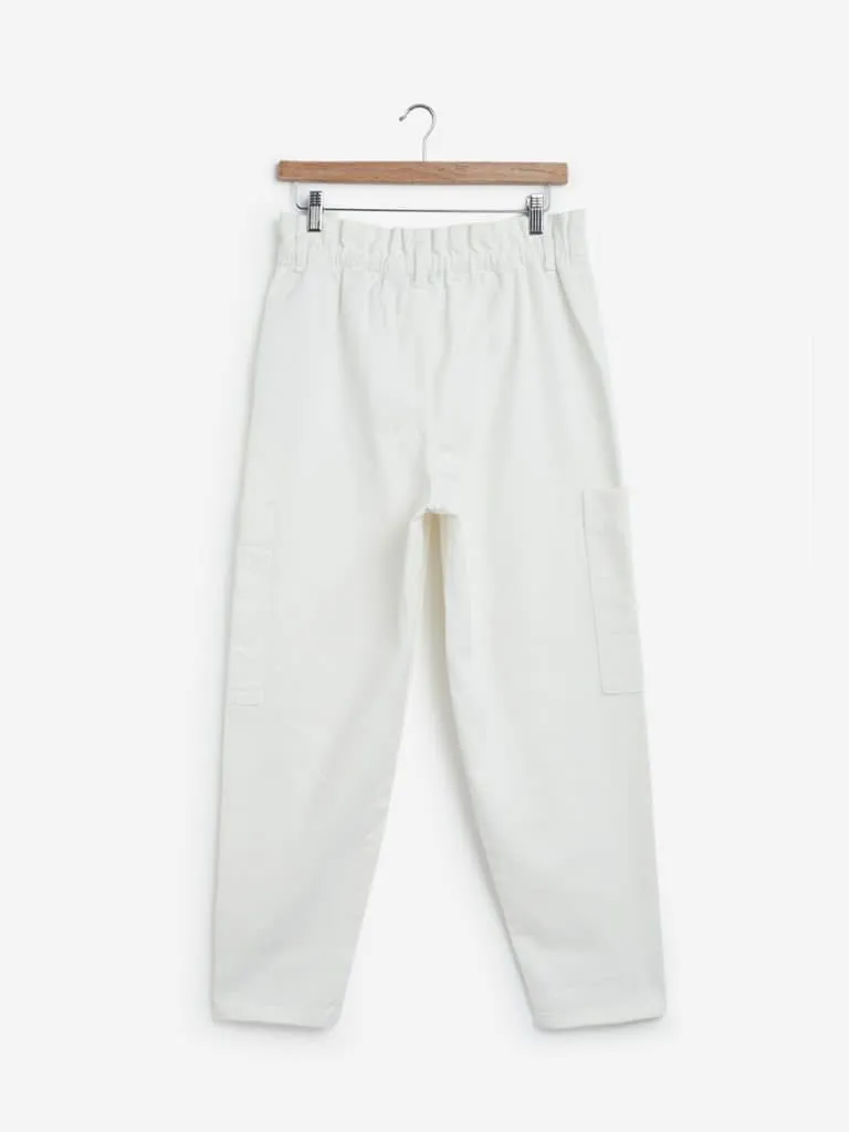 Nuon White Cargo-Style Jeans