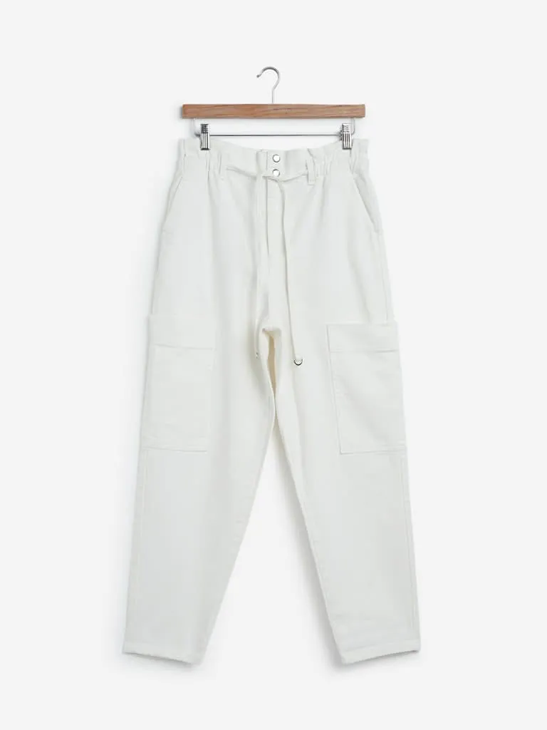 Nuon White Cargo-Style Jeans