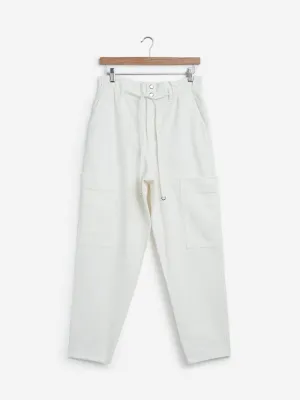 Nuon White Cargo-Style Jeans