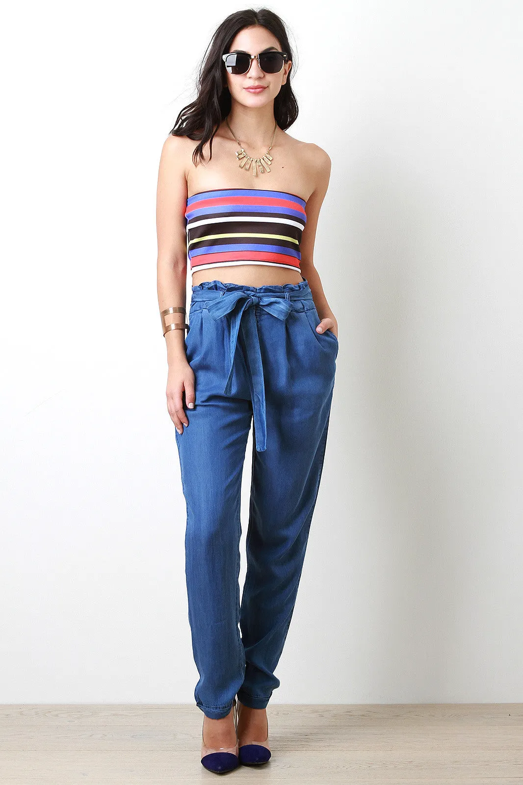 Paperbag Chambray Trouser Pants