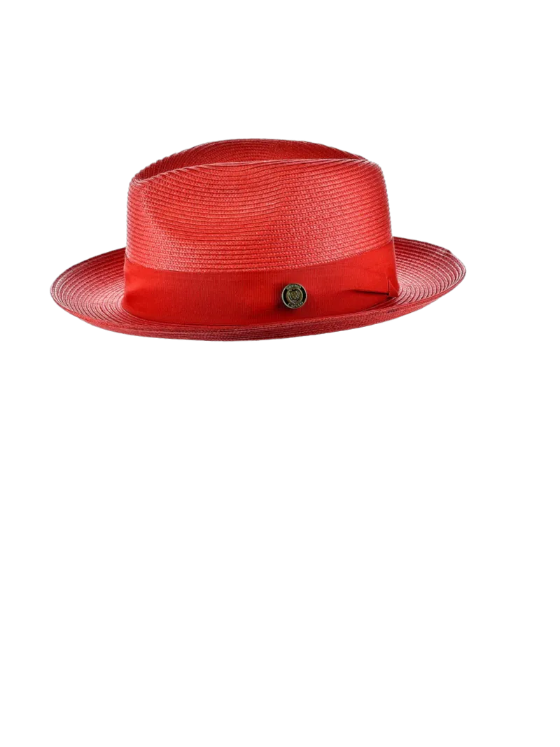 Red Bruno Capelo Men's Straw Hat Casual Dress Design