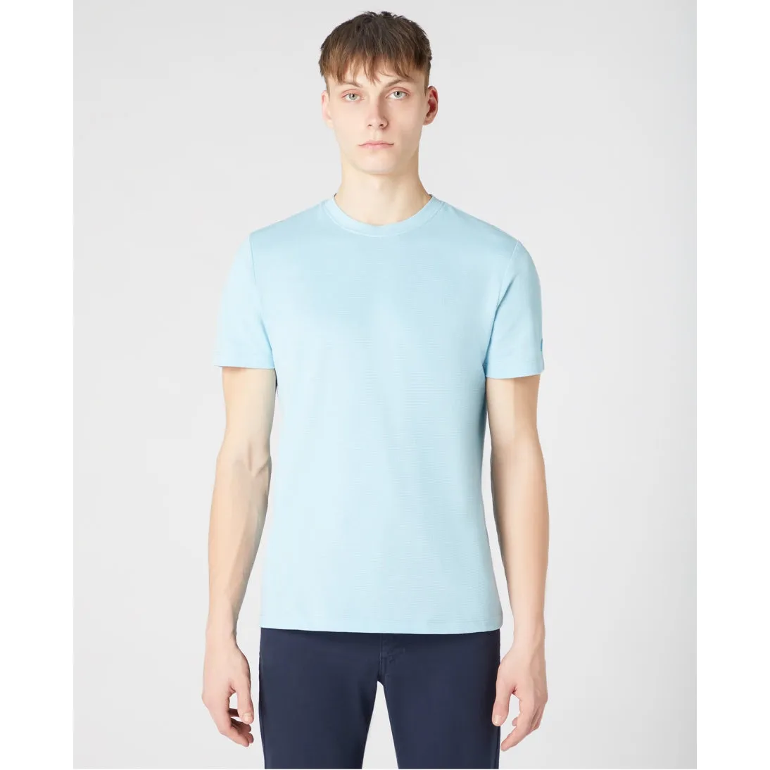 Remus Uomo Cotton Stretch Texture Tee 58786 Light Blue