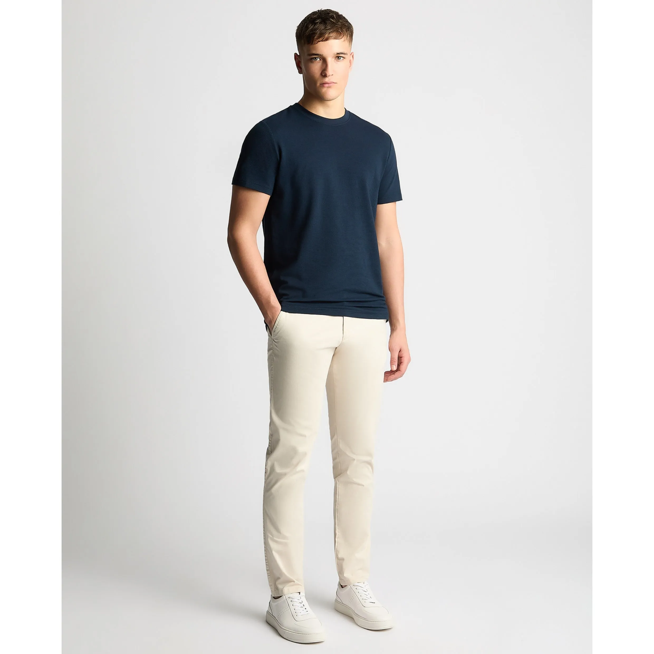 Remus Uomo Cotton Stretch Texture Tee 58786 Navy