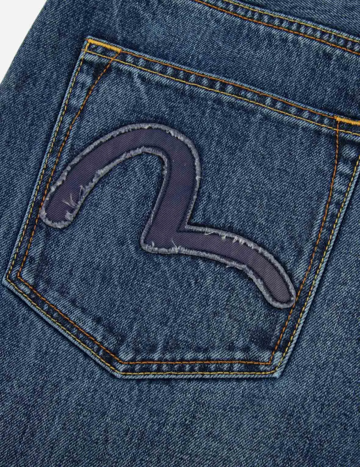 Seagull Appliqué Embroidery Baggy Fit Patchwork Jeans