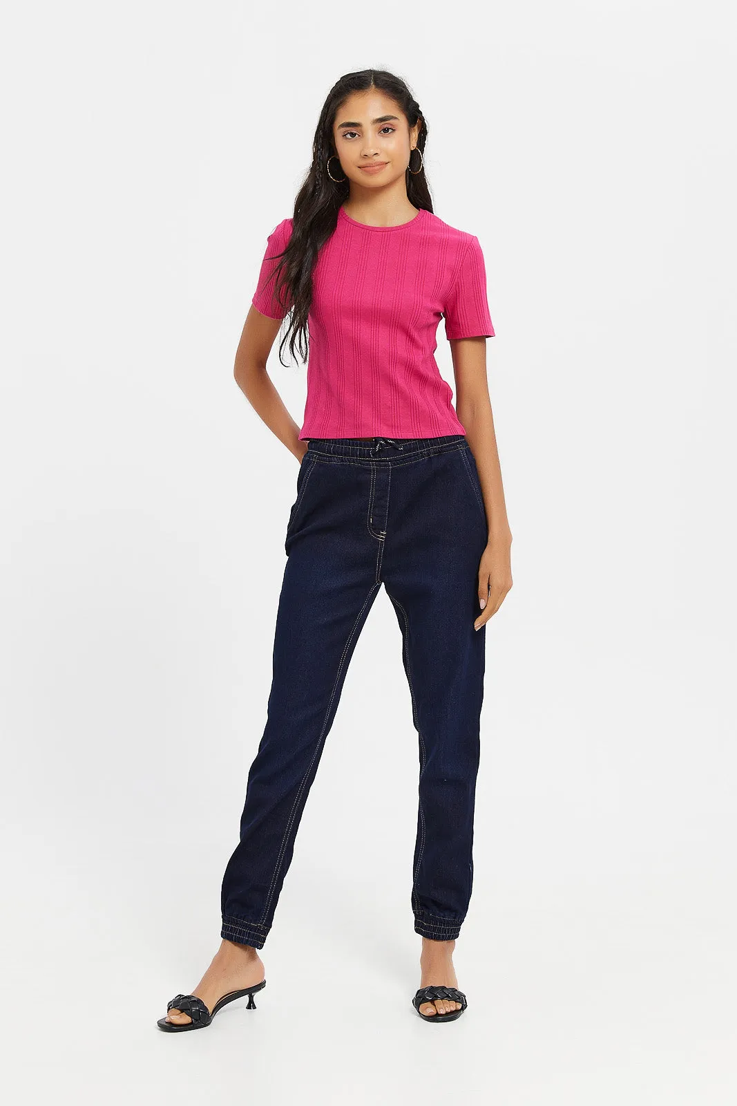 Senior Girls Navy Jogger Jeans