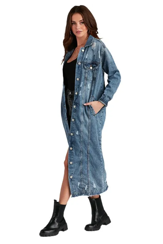 Sexy Denim Long Jacket