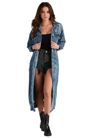 Sexy Denim Long Jacket