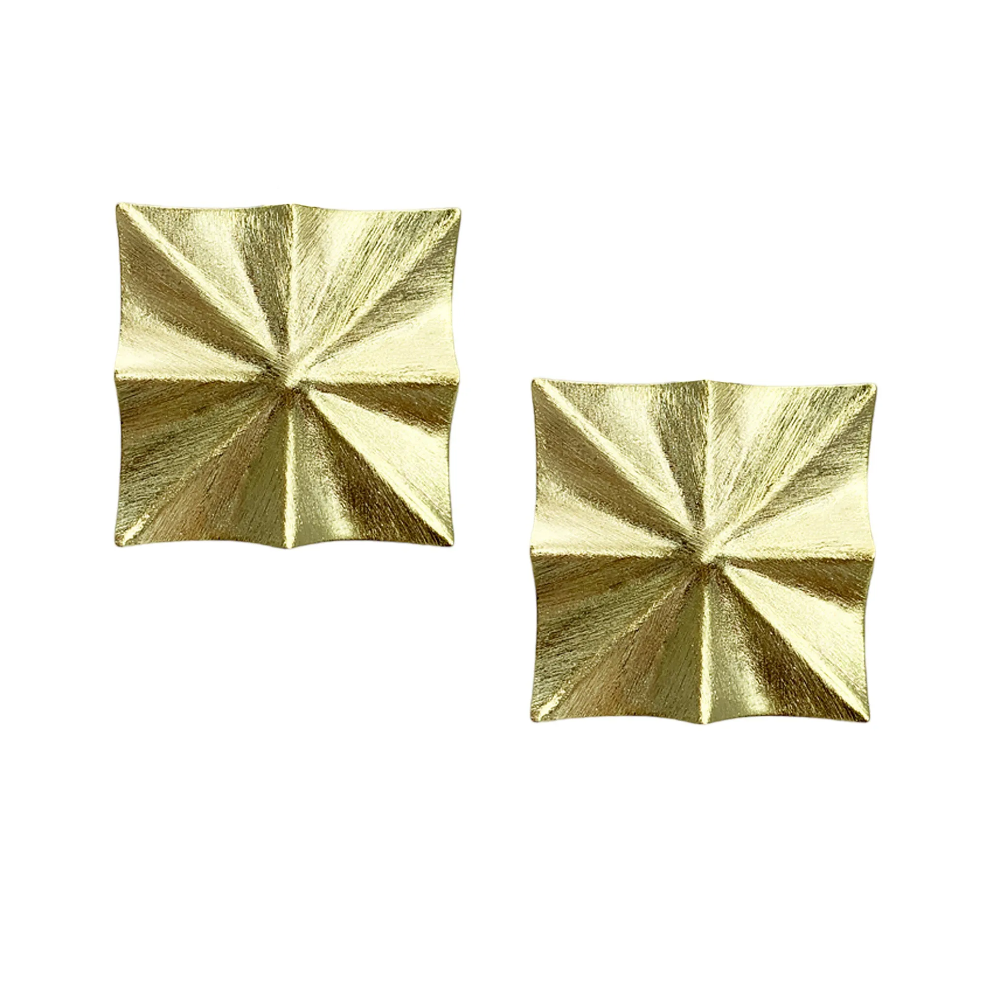 Sheila Fajl Radiance Square Stud Earrings in Brushed Gold Plated