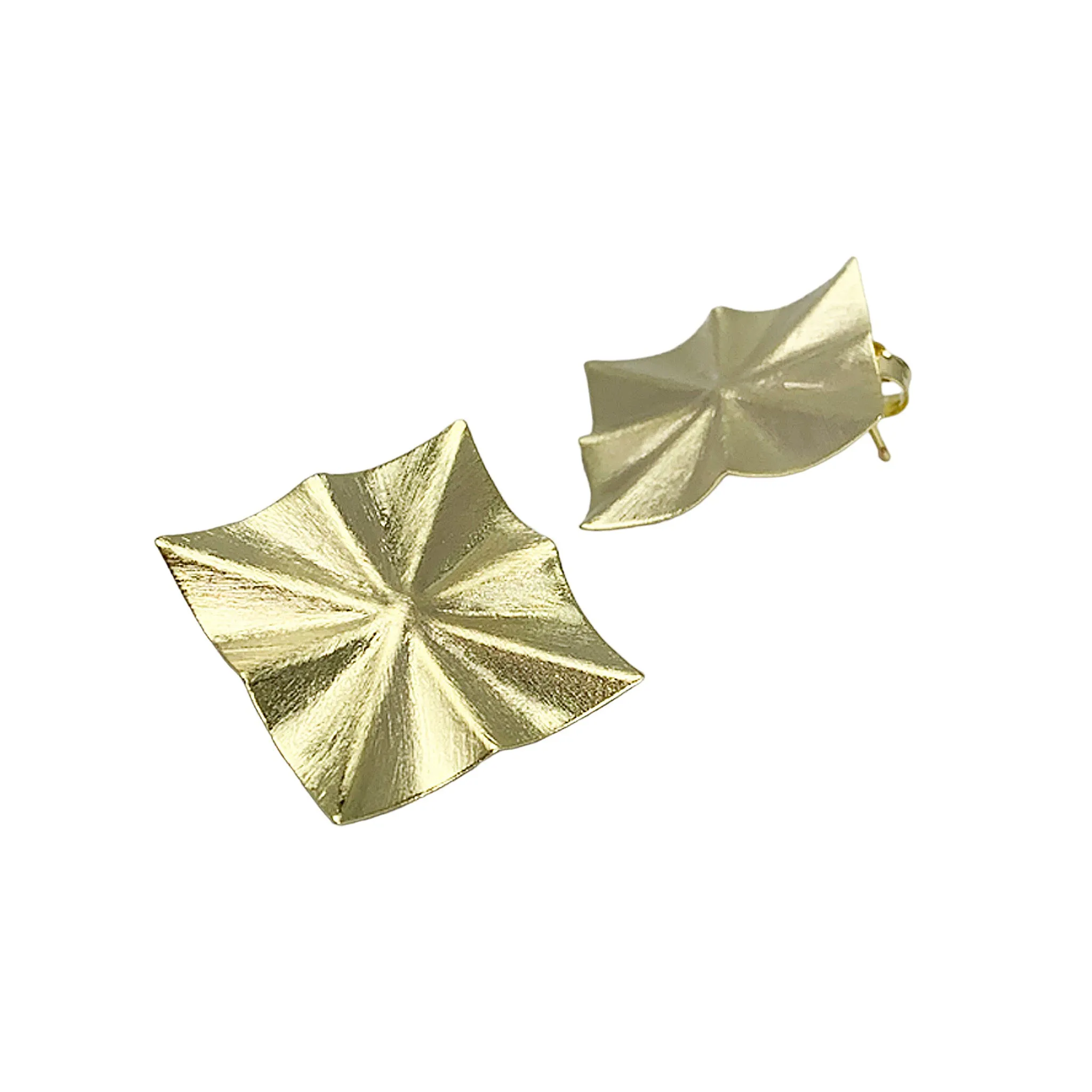 Sheila Fajl Radiance Square Stud Earrings in Brushed Gold Plated