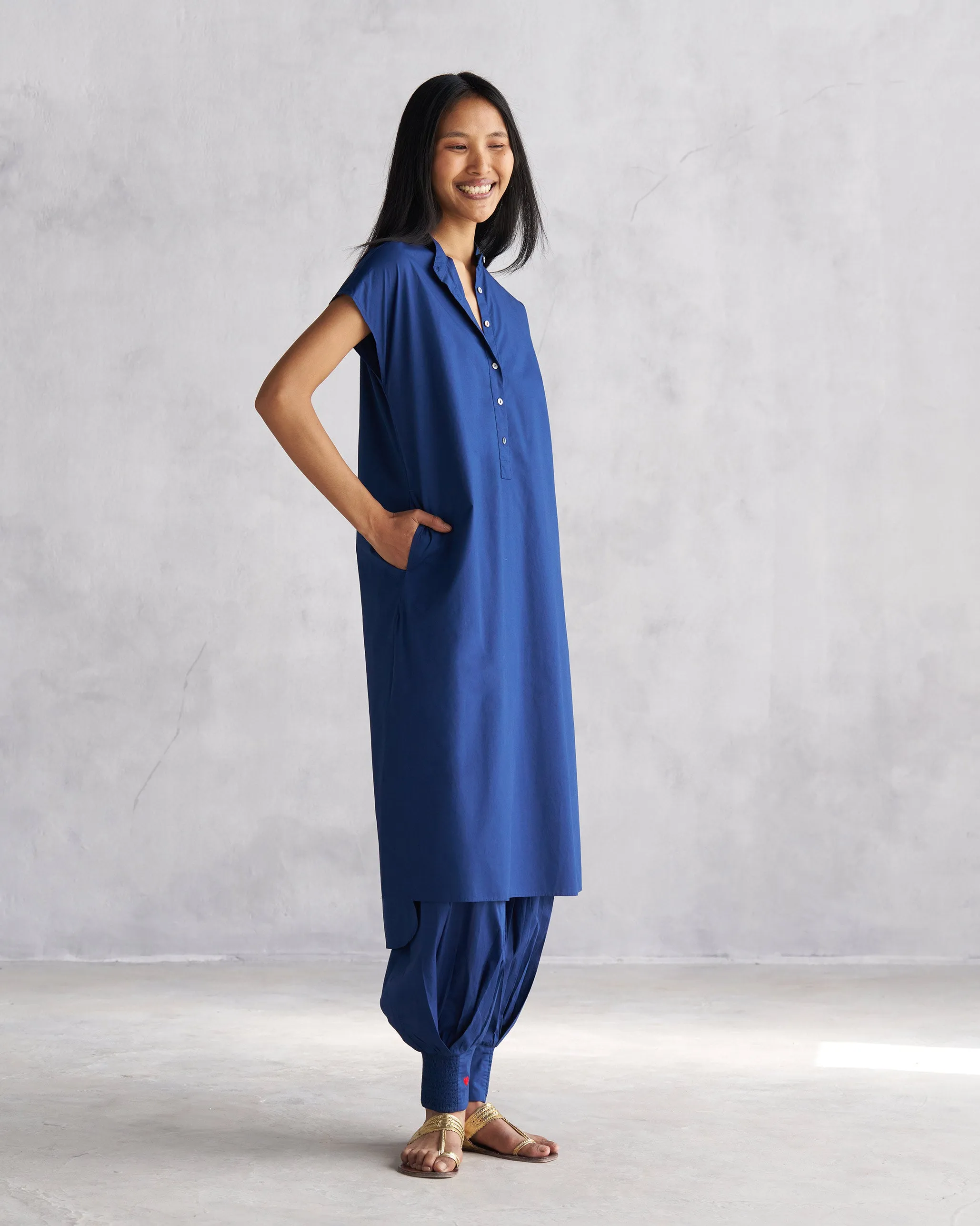 Short Sleeve Kurta - Indigo