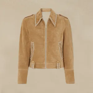 Studded Jacket in Suede Leather