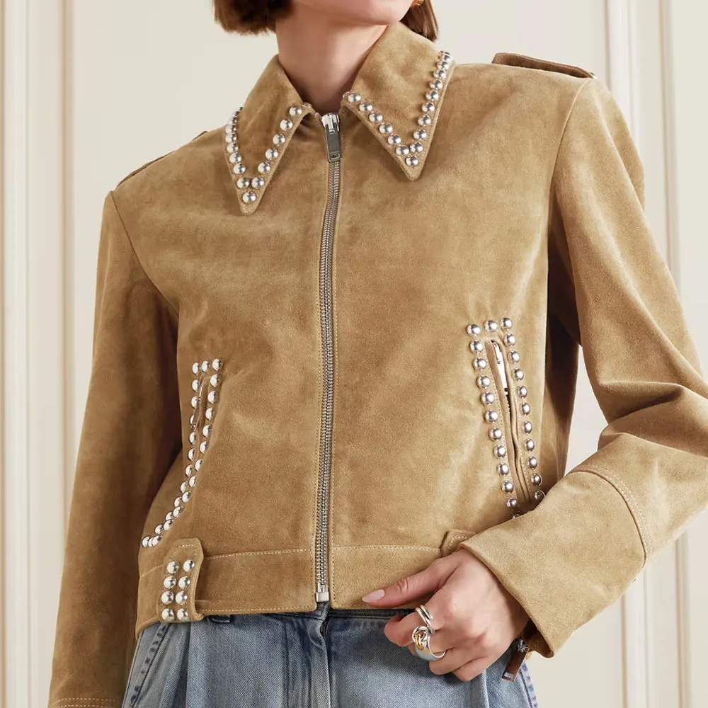 Studded Jacket in Suede Leather