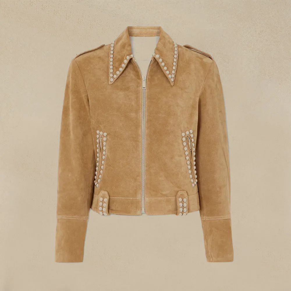 Studded Jacket in Suede Leather