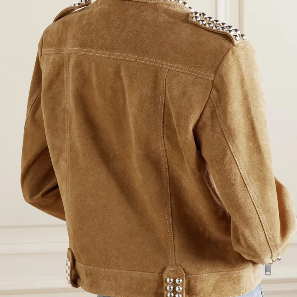 Studded Jacket in Suede Leather