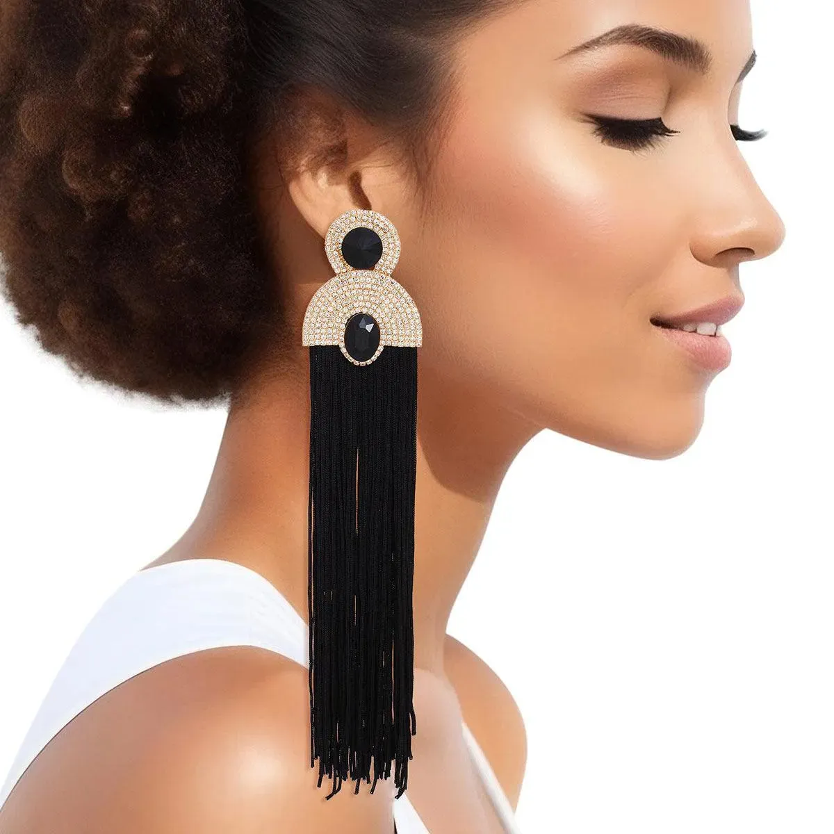 Style Staple Black Fringe Statement Earrings for Glamour