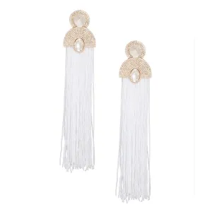 Style Staple White Fringe Statement Earrings for Glamour