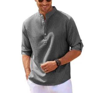 Stylish Stand Collar Long Sleeve Casual Shirt