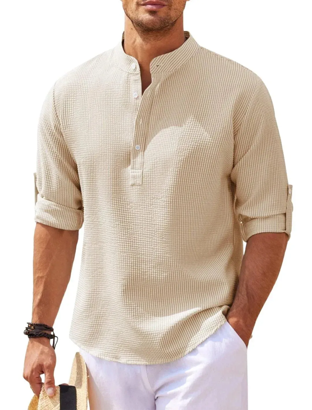 Stylish Stand Collar Long Sleeve Casual Shirt