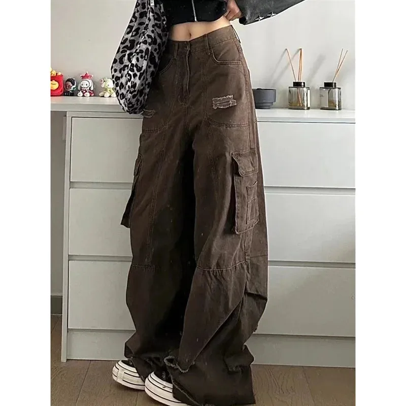 TAVIMART  -  Summer Women's High Waist Loose Jeans Vintage Casual Style Harajuku Pants Retro Y2K Wide Leg Punk Baggy Denim Trouser