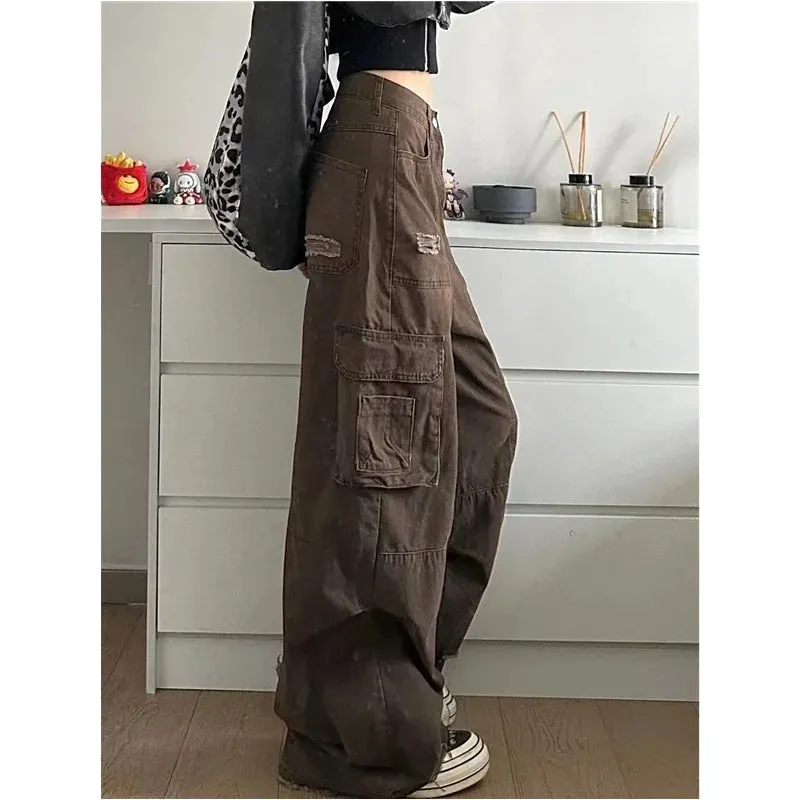 TAVIMART  -  Summer Women's High Waist Loose Jeans Vintage Casual Style Harajuku Pants Retro Y2K Wide Leg Punk Baggy Denim Trouser