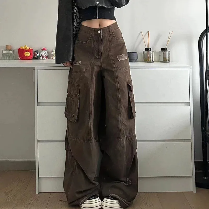 TAVIMART  -  Summer Women's High Waist Loose Jeans Vintage Casual Style Harajuku Pants Retro Y2K Wide Leg Punk Baggy Denim Trouser