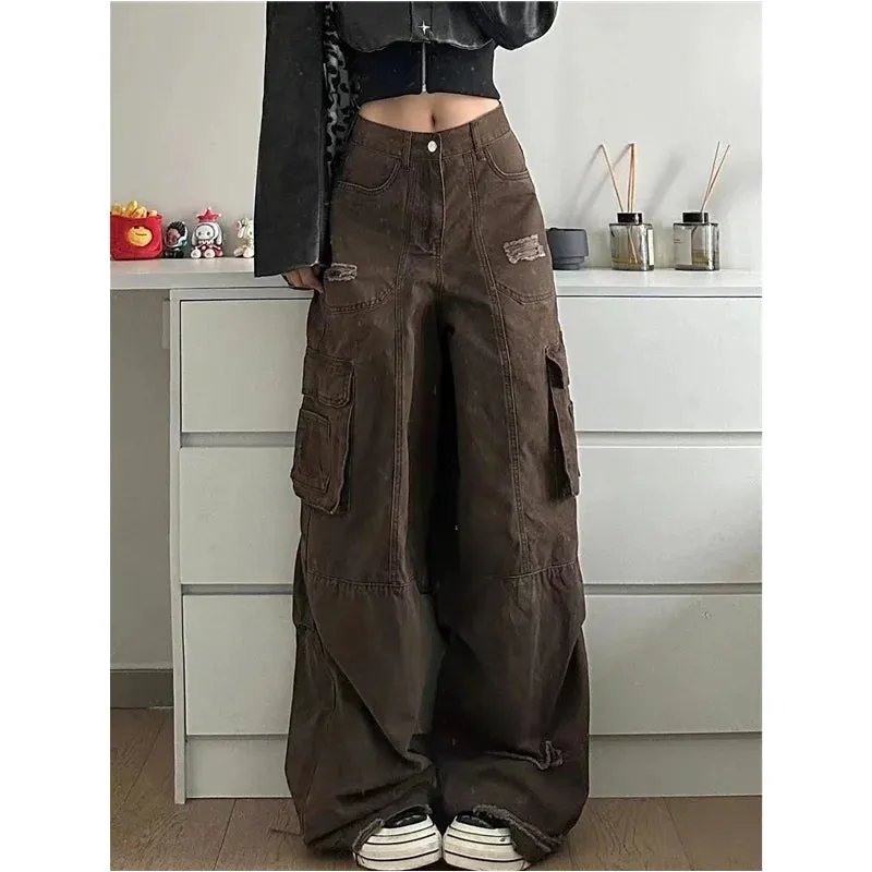 TAVIMART  -  Summer Women's High Waist Loose Jeans Vintage Casual Style Harajuku Pants Retro Y2K Wide Leg Punk Baggy Denim Trouser