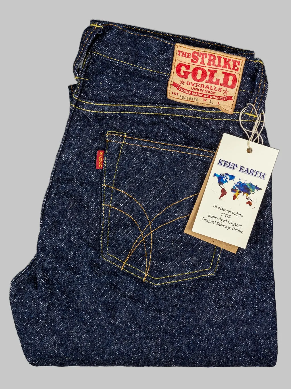 The Strike Gold 0104KE "Keep Earth" Natural Indigo Straight Tapered Jeans