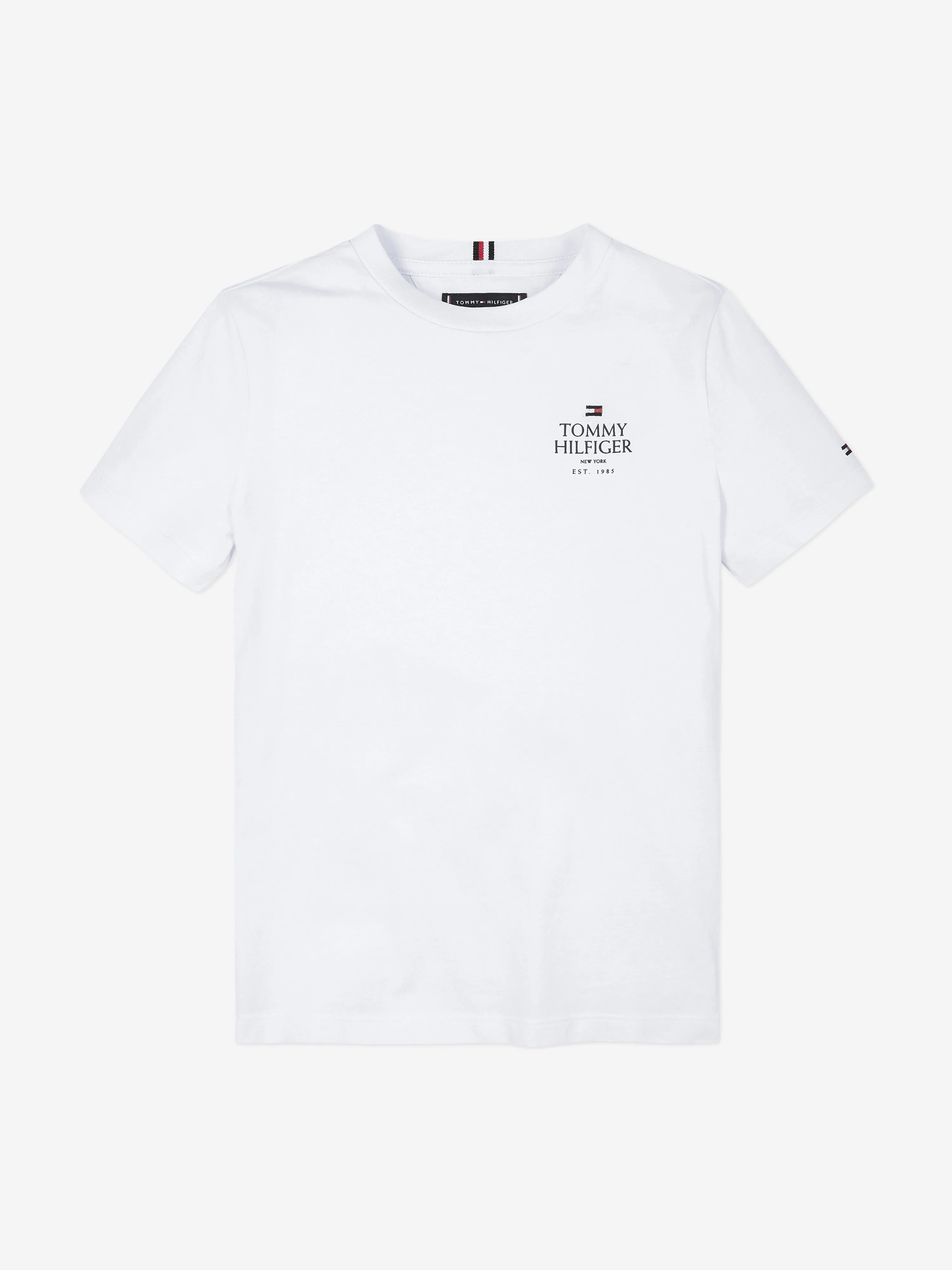 Tommy Hilfiger Boys Logo Puff Print Regular T-Shirt in White