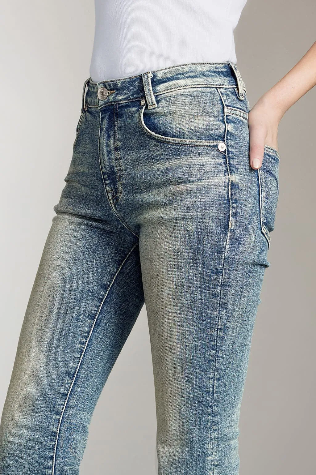 Vintage Distressed Flared Jeans