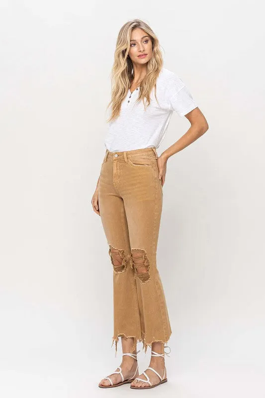 Vintage High Rise Distressed Flare Jeans