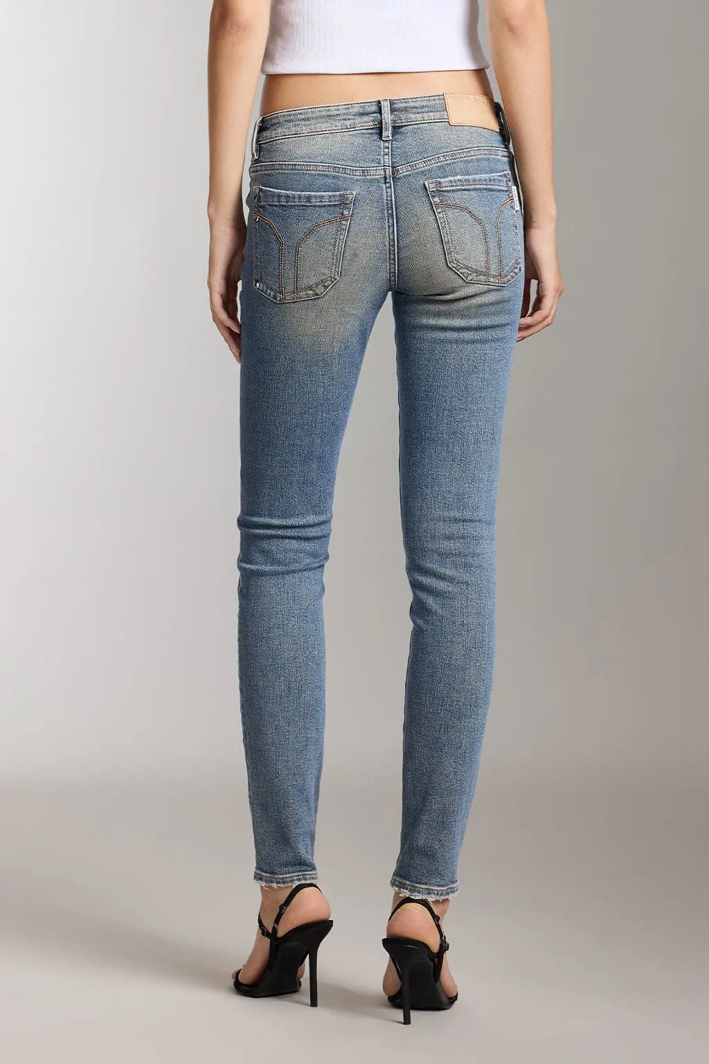 Vintage Low Waist Cropped Skinny Jeans