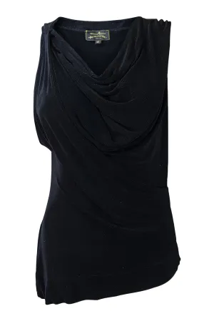 VIVIENNE WESTWOOD Anglomania Black Glitter Cowl Front Top (XS | UK 08)