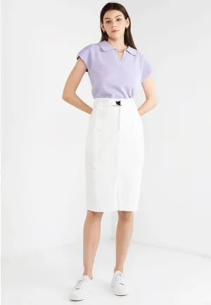 VOIR JEANS Hey Summer Collection: Paperbag Waist Belted Midi Skirt