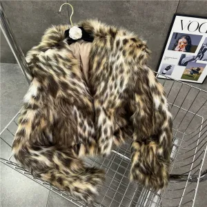 Winter Faux Mink Leopard Print Short Coat