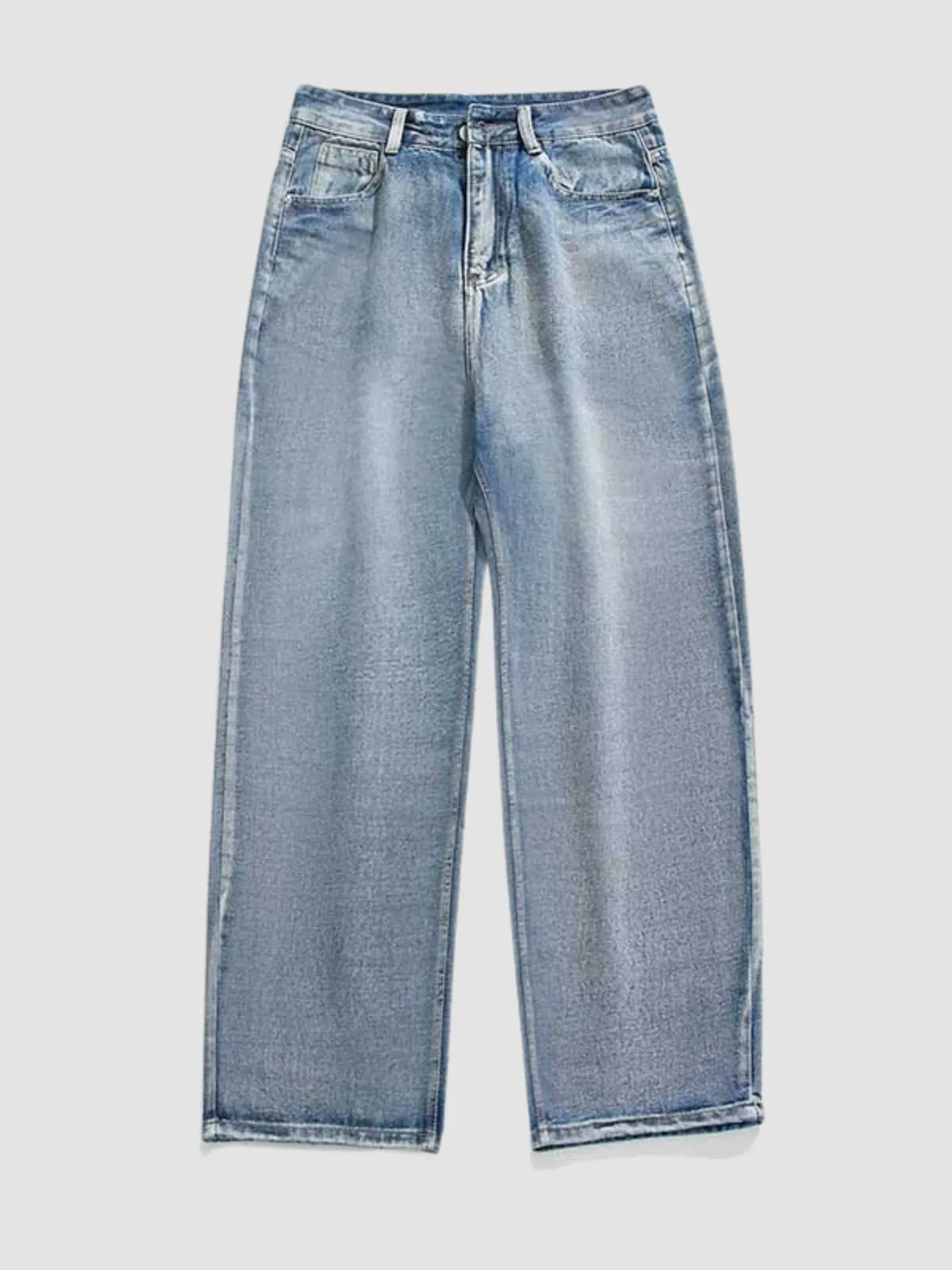 WLS Retro Japanese Washed Loose Straight Long Jeans